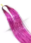 Koyu Pembe Renk Simli Yan Postiş Hair Tinsel Shiny Hair (50 Cm)