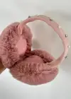 Koyu Pembe Renk Taş Detaylı Peluş Kulaklık