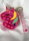 Koyu Pembe Renk Unicorn Figürlü Pop İt Anahtarlık/Cüzdan