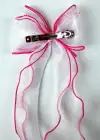 Koyu Pembe Ve Beyaz  Renk Kelebek Figürlü Otomat Toka