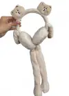 Krem Renk Ayıcık Figürlü Kulakları Oynayan Peluş Kulaklık