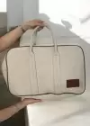Krem Renk Büyük Boy El Çantası/ Seyahat Çantası