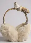 Krem Renk Ekose Desenli Peluş Kulaklık