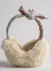 Krem Renk Ekose Desenli Peluş Kulaklık