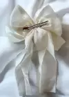 Krem Renk Gül Figürlü Kurdele Pens Toka