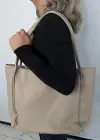 Krem Renk Kadın Deri Çanta