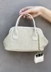 Krem Renk Kadın Hasır Çanta