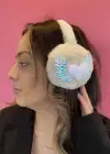 Krem Renk Kalp Detaylı Peluş Kulaklık