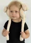 Krem Renk Kalp Figürlü Kulakları Oynayan Peluş Kulaklık