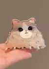 Krem Renk Kedi Figürlü Kemik Mandal Toka