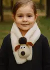 Krem Renk Köpek Figürlü Çocuk Peluş Atkı