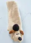 Krem Renk Köpek Figürlü Çocuk Peluş Atkı