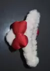 Krem Renk Kurdele Figürlü Peluş Mandal Toka