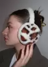 Krem Renk Leopar Detaylı Peluş Kulaklık