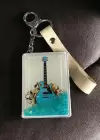 Krem Renk Simli Gitar Figürlü Cep Aynası/ Anahtarlık
