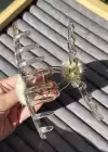 Krem Renk Taş Ve Peluş Detaylı Mandal Toka