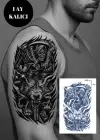 Kurt Ve Kuru Kafa Figürlü 12 Saat Sonra Kararan Geçici Orta Dövme Tattoo