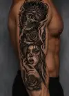 Kuru Kafa Ve Kız Figürlü 12 Saat Sonra Kararan Geçici Kol Dövme Tattoo