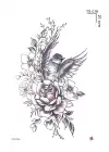 Kuş ve Gül Geçici Dövme Tattoo
