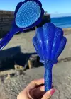 Lacivert Renk Deniz Kabuğu Detaylı Simli Saç Tarama Fırçası/ Tarak