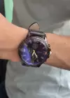 Lacivert Renk Deri Kordonlu Çelik Erkek Saat