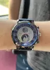 Lacivert Renk Deri Kordonlu Çelik Erkek Saat