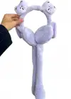 Lila Renk Ayıcık Figürlü Kulakları Oynayan Peluş Kulaklık
