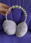 Lila Renk İnci Detaylı Peluş Kulaklık