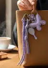 Lila Renk Karışık Figürlü Ayna Detaylı Çanta Charm/ Anahtarlık