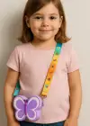Lila Renk Kelebek Figürlü Pop-it Çocuk Çanta