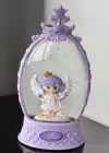 Lila Renk Kız Figürlü Müzikli Ve Işıklı Kar Küresi