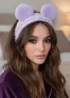 Lila Renk Kulak Detaylı Peluş Saç Bandı