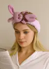 Lila Renk Tavşan Figürlü Peluş Saç Bandı