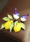 Limon Ve Kuş Figürlü Broş