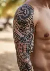 Maori Figürlü 12 Saat Sonra Kararan Geçici Kol Dövme Tattoo