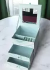 Mavi Renk Ayna Ve Çekmece Detaylı Takı Organizeri