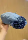 Mavi Renk Çiçek Figürlü Kot Tasarım Şapka