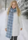 Mavi Renk Ekose Desenli Şal/Atkı