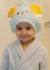 Mavi Renk Fare Figürlü Saç Havlusu/Bonesi Lastikli