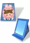 Mavi Renk Karışık Figürlü Hello Yazılı Masa Aynası