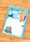 Mavi Renk Kedi Figürlü Yapışkanlı Not Kağıdı