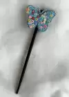 Mavi Renk Kelebek Figürlü Topuz Tokası/Topuz Kalemi