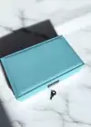 Mavi Renk Kilitli Deri Takı Organizeri