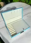 Mavi Renk Kilitli Deri Takı Organizeri