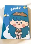 Mavi Renk Kız Figürlü Smile Yazılı Masa Aynası