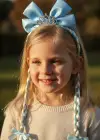 Mavi Renk Kurdele Figürlü Örgü Detaylı Çocuk Taç
