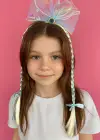 Mavi Renk Kuyruk Figürlü Örgülü Çocuk Taç