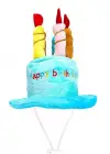 Mavi Renk Mum Figürlü Happy Birthday Yazılı Kedi Köpek Şapkası