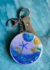 Mavi Renk Simli Deniz Yıldızı Figürlü Cep Aynası/ Anahtarlık