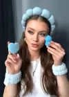 Mavi Renk Spa Taç/ Makyaj Süngeri/ Pudra Süngeri/ Su Emici Havlu Bileklik Set